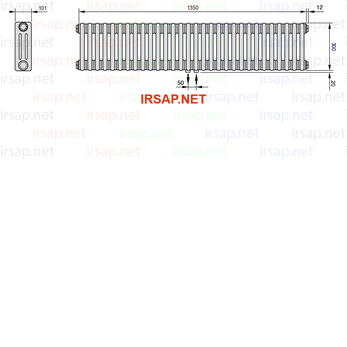 чертеж радиатора Irsap Tesi 30300-3030300-30-50-01
